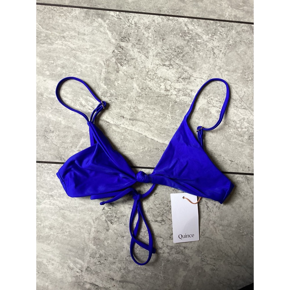 Quince Royal Blue Recycled Polyamide Triangle Bikini Top Small NWT